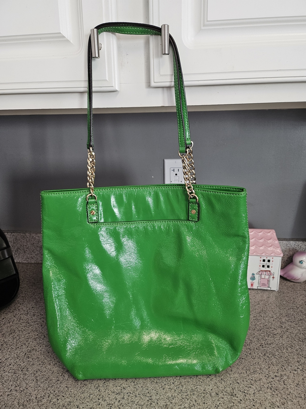 MICHAEL KORS Green Leather Tote with Gold Hardware - Picture 9 of 11